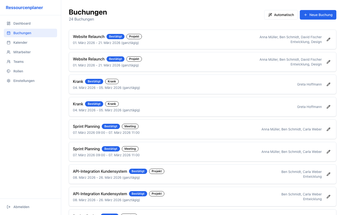Buchungen